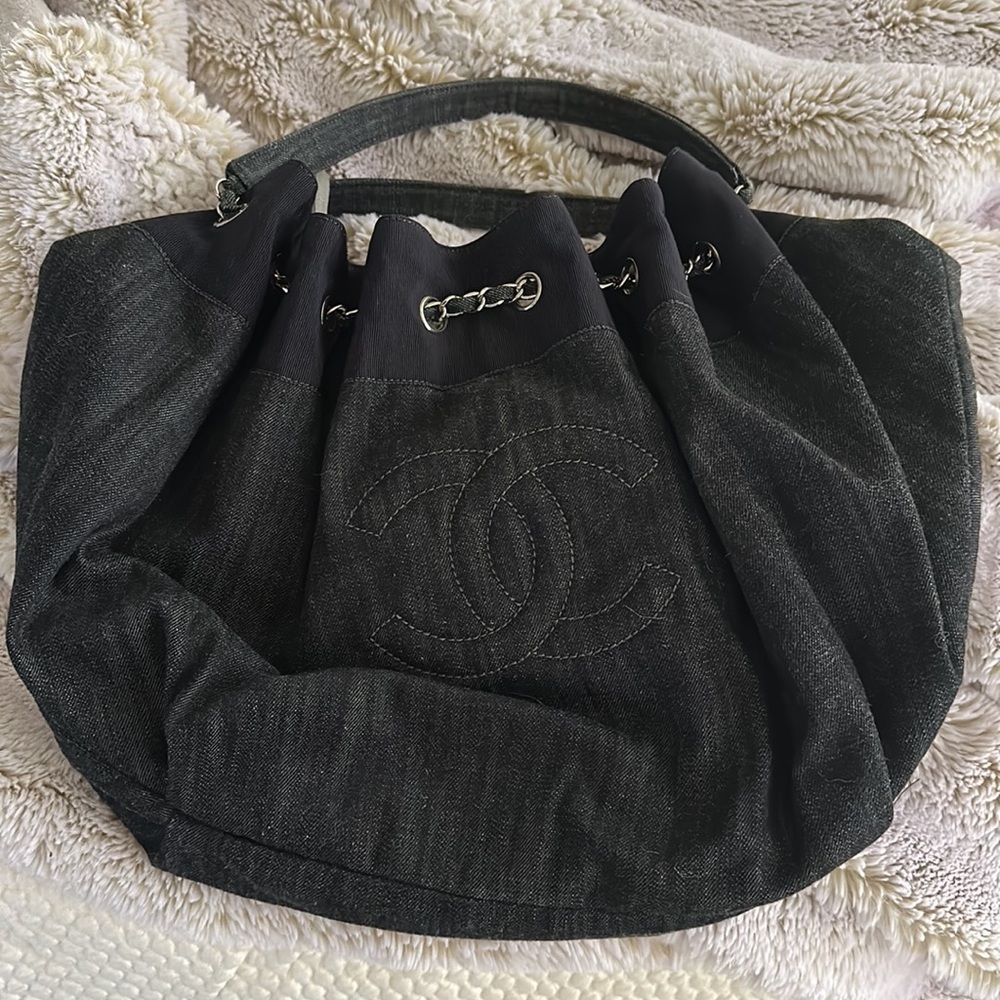Chanel denim large hobo bag- authentic Chanel bag